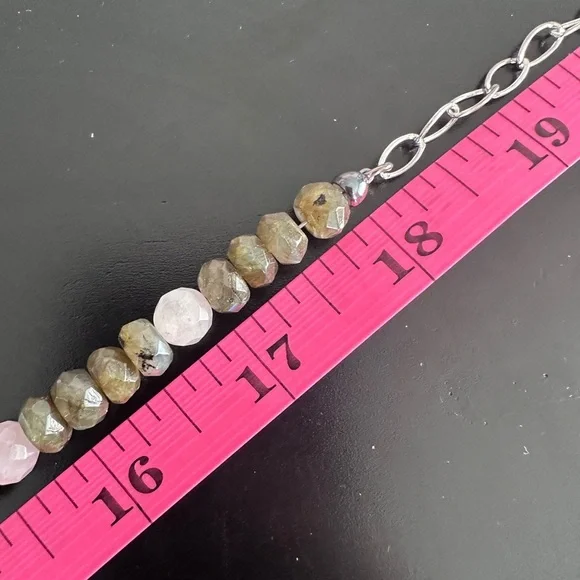 Laborite & pink quartz bead necklace with pendant by Jay King - Picture 14 of 14